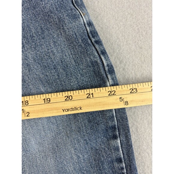 American Eagle Jeans 32x31 Blue Button Fly Relaxed Straight Distressed Tag 34x32 - Picture 6 of 14